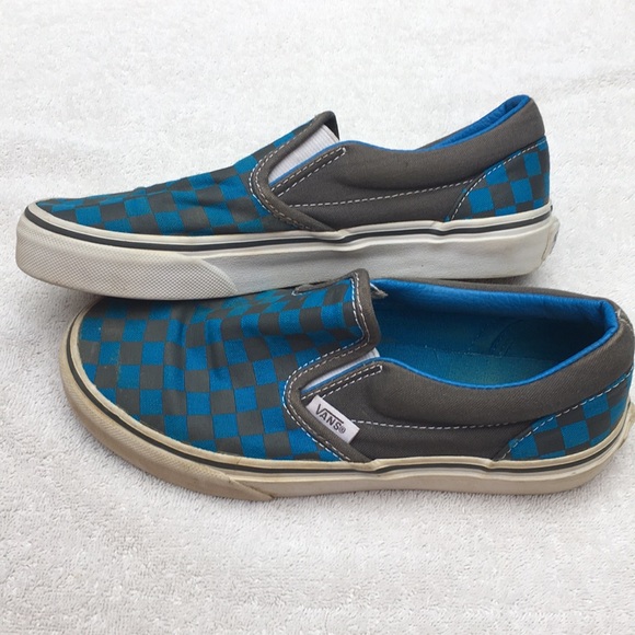 blue gray checkered vans